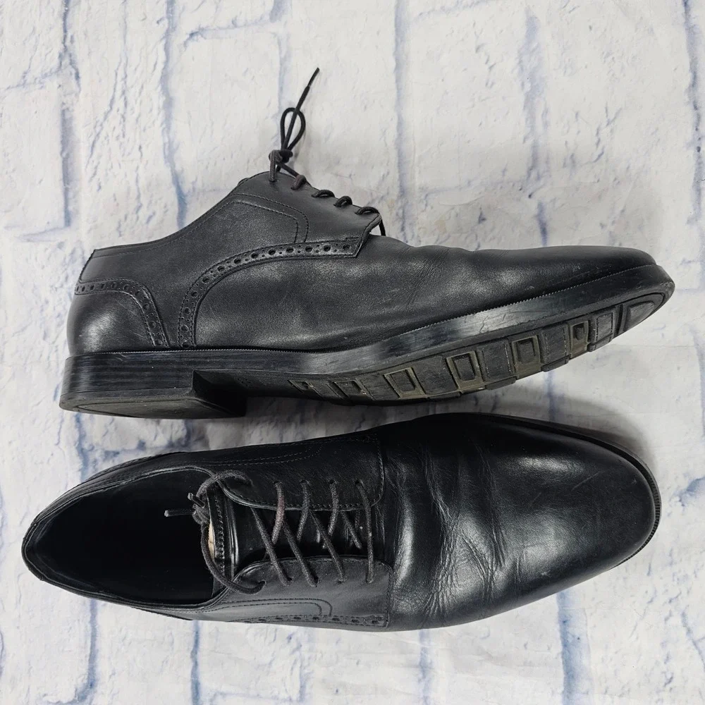 Cole Haan Jefferson Grand.OS Oxford Mens 11 Black Leather Brogue Derby Shoes